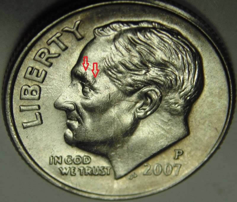 2007-Dime-With-Die-Chips,-Pretty-Cool.