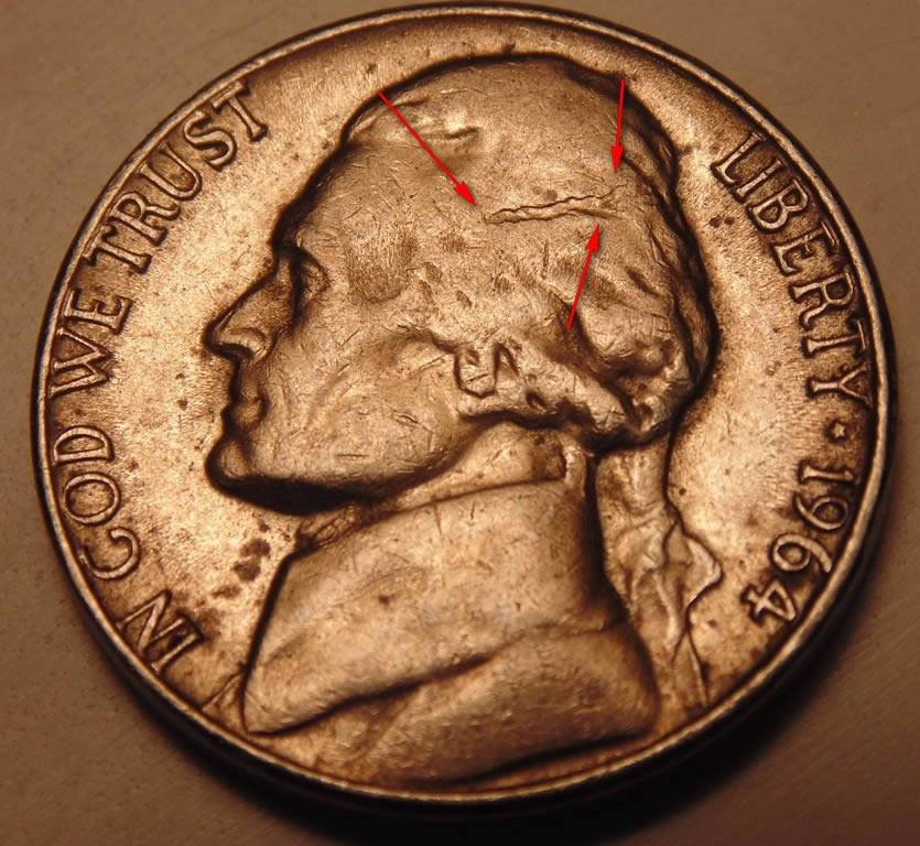 1964-D-Jefferson-Nickel-Possible-Strike-Through