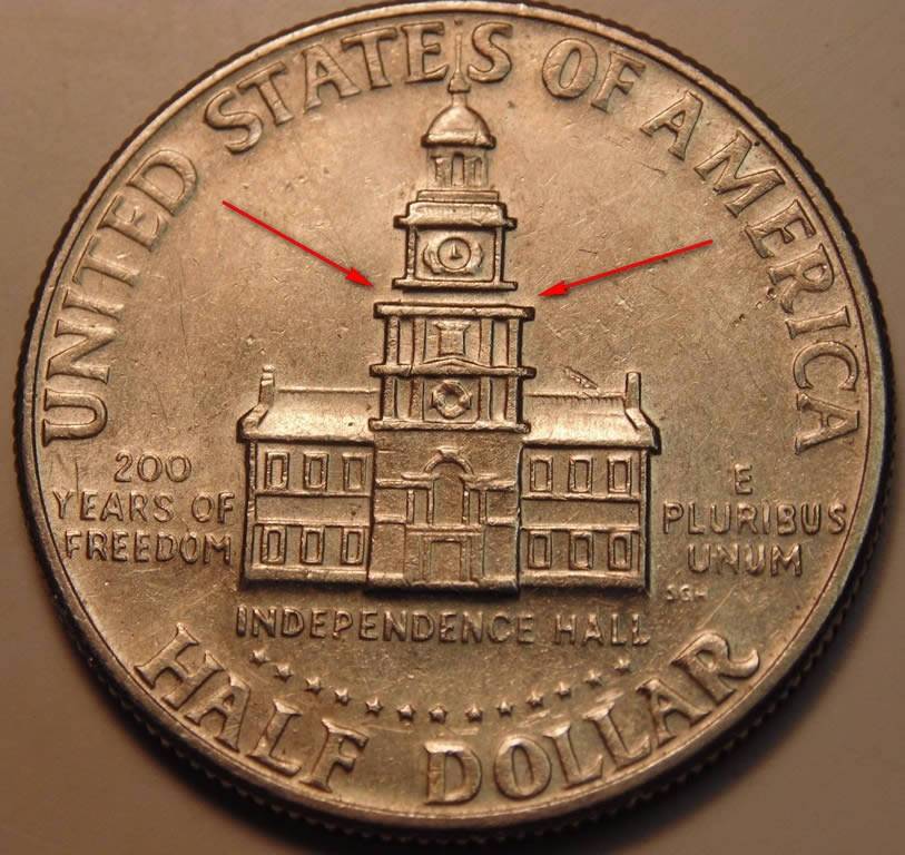 Bicentennial-Half,-Letters-Not-Connected-And-Floating-Clock.