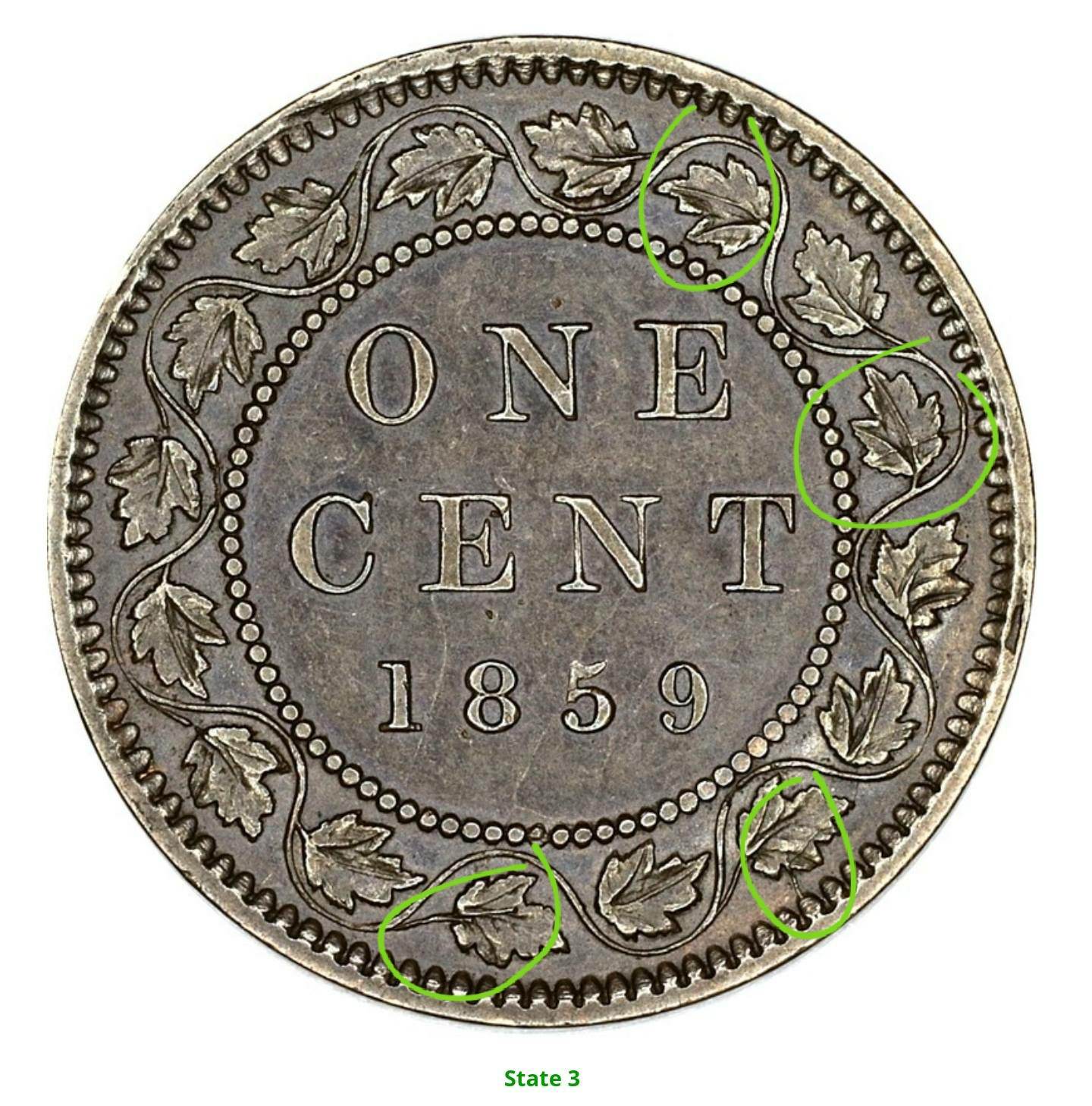 1859-Canadian-Large-Cent-,-Errors-?-4.30g