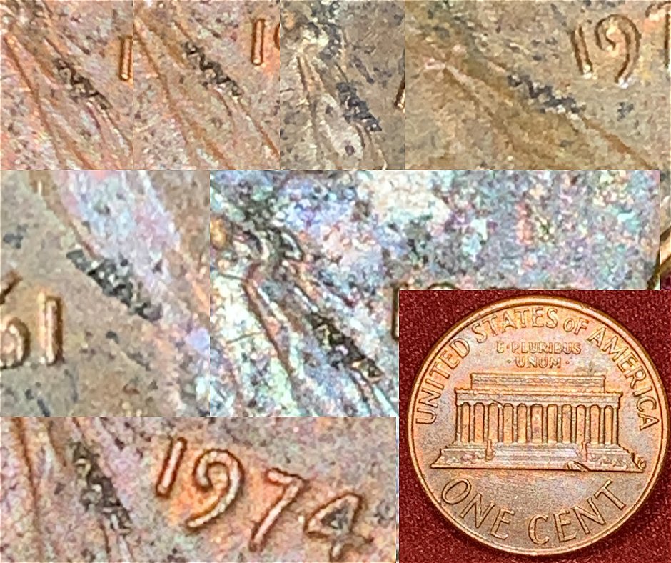 1974-Lincoln-Penny,-Obverse,-Snake-Like-Imprint