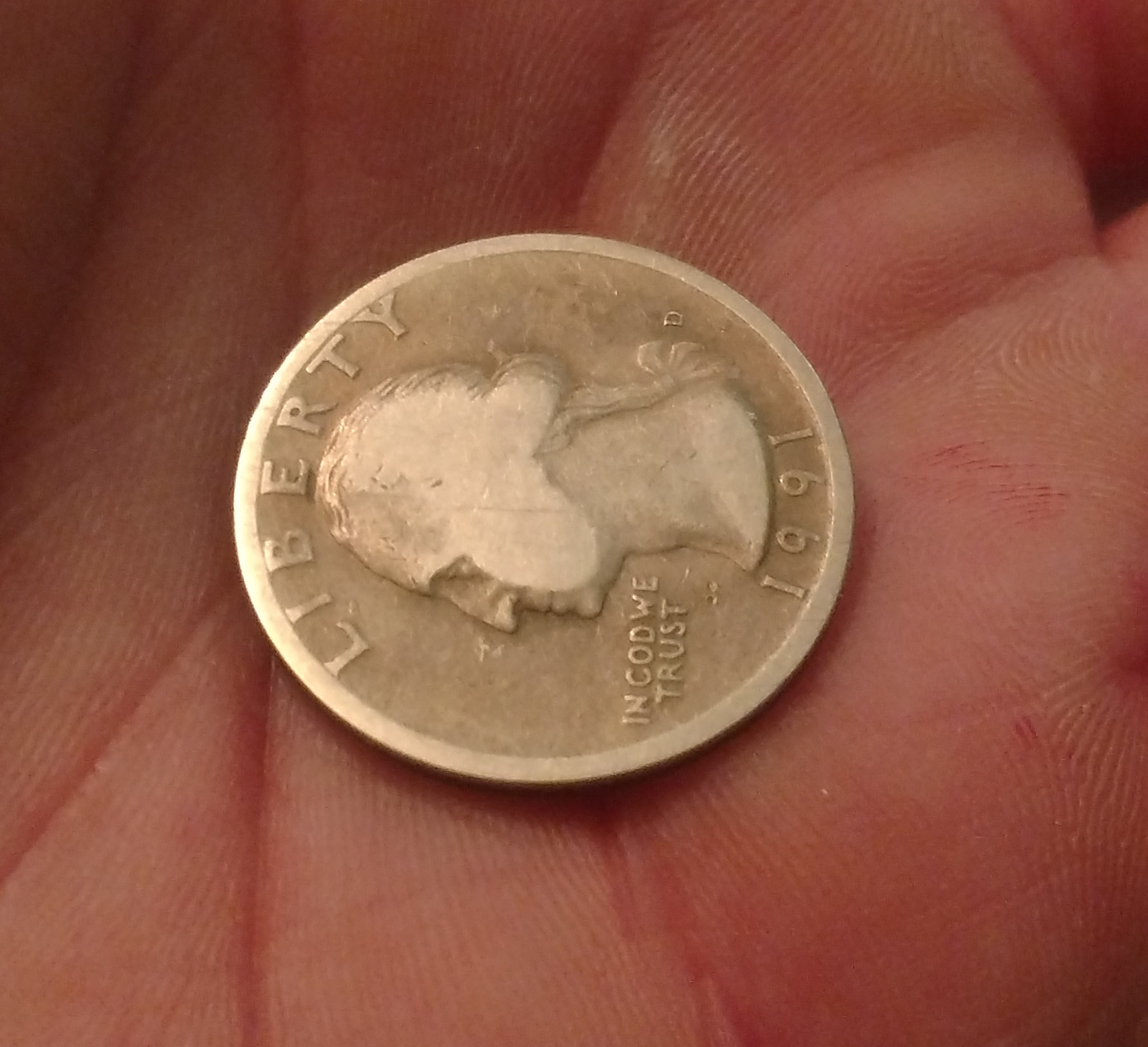 1991-D-Washington-Quarter-Missing-Reeded-Edges-And-Weak-Impressions