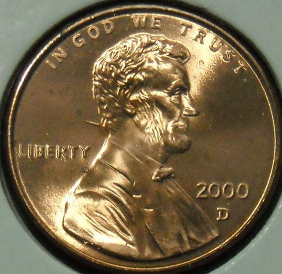 2000-D-Lincoln-Cent-With-Huge-Spike-Right-Behind-The-Neck