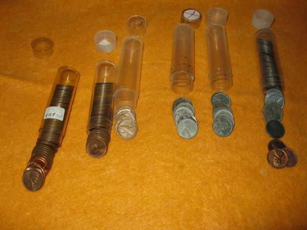 Lot-Of-Lincoln-Cents-W/-3-Copper-Cover-Steel-Cents?