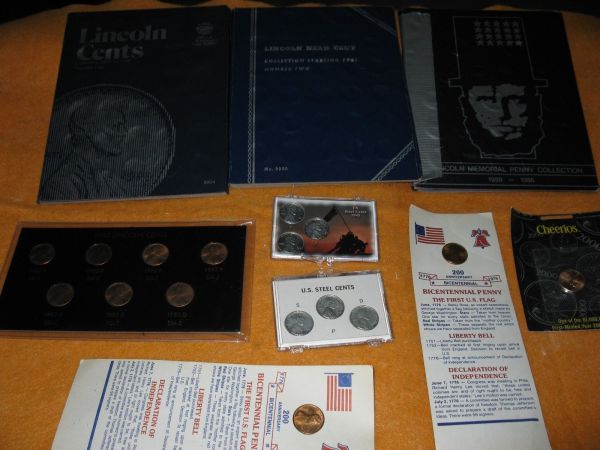 Lot-Of-Lincoln-Cents-W/-3-Copper-Cover-Steel-Cents?