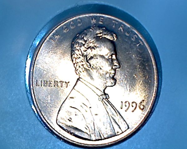 1996-P-Lincoln-Cent-W/-Feeder-Finger-Damage