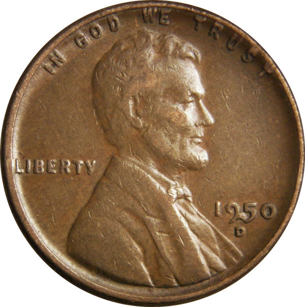 1950-D-Lincoln-Wheat-Cent-W/-Interior-Die-Break