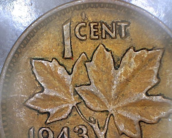 1943-Canadian-Cent---Flaw-Planchet-Above-The-C-Of-Cents