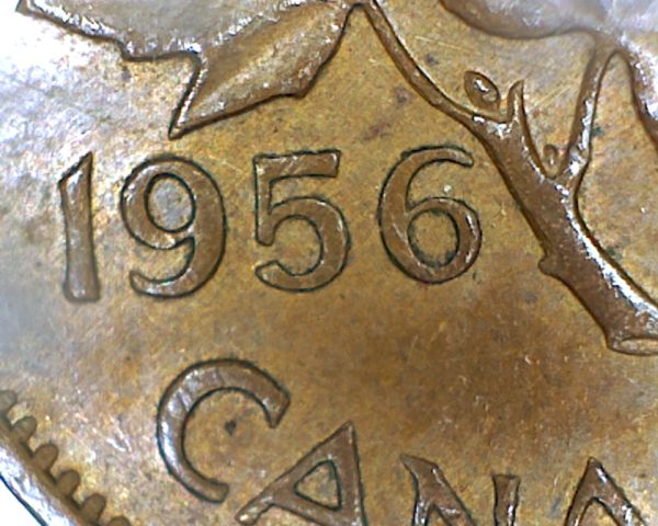 1956-Canadian-Cent---Doubling-Under-C-In-Cent