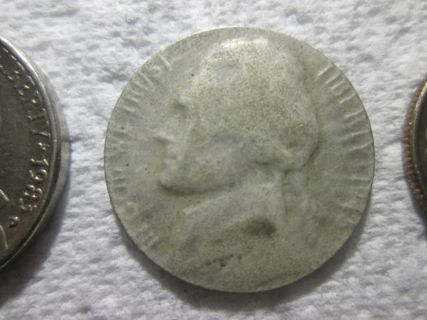 Help-W/-1945-P-War-Nickel-Wrong-Planchet-And-Off-Metal-Error