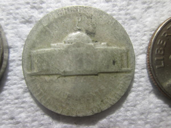 Help-W/-1945-P-War-Nickel-Wrong-Planchet-And-Off-Metal-Error