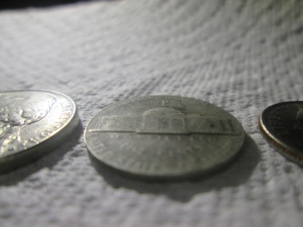 Help-W/-1945-P-War-Nickel-Wrong-Planchet-And-Off-Metal-Error