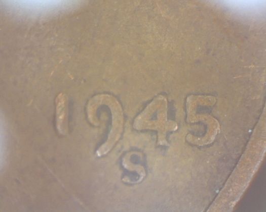 1945-S-Lincoln-Wheat-Cent--W/-Odd-Planchet-Error-&-DDO