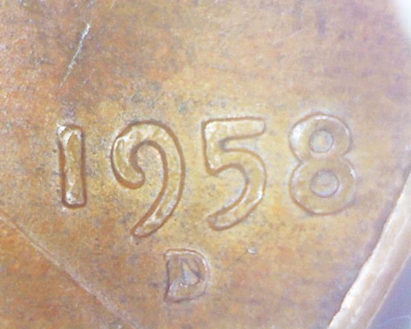 1958-D-Lincoln-Wheat-Cent-W/-Odd-Lamination-Strikethru-?