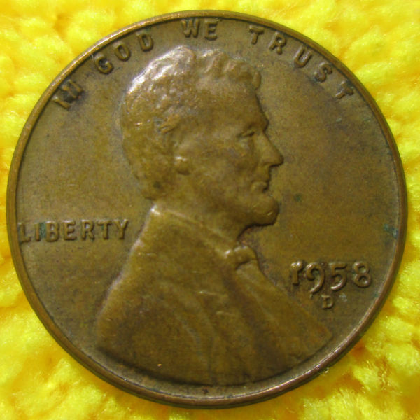 1958-D-Lincoln-Wheat-Cent-W/-Die-Chip-?-On-1