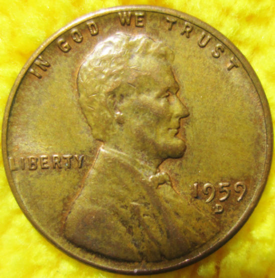 1959-D-Lincoln-Memorial-Cent-D/D/D-Southwest-&-Tilted