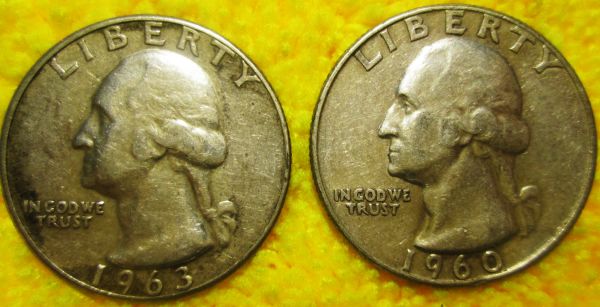 A-Pair-Of-Wide-Es-Washington-Quarters--1960-P-&-1963-P