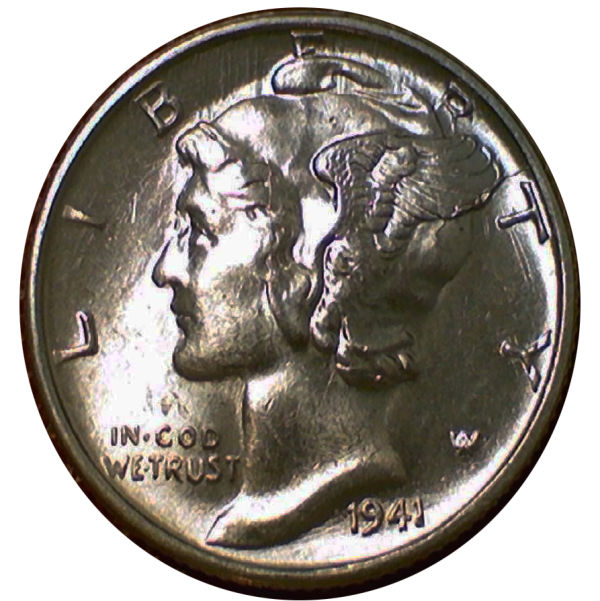 1941-S-Mercury-Dime-Broken-Nose---Feeder-Fingers---Die-Crack