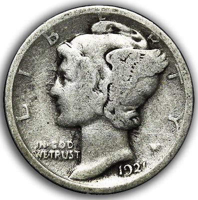 1921-P-&-D-Mercury-Dime-Leaved-Clashed-Die-Set