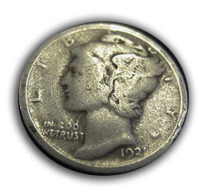 1921-P-&-D-Mercury-Dime-Leaved-Clashed-Die-Set