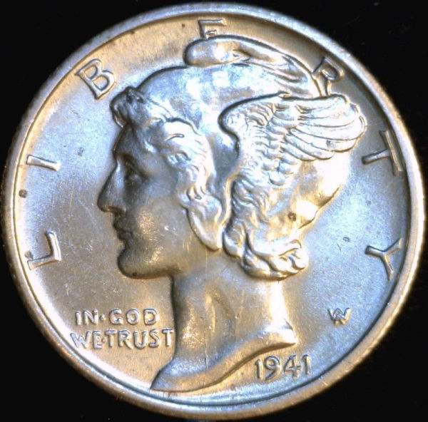 1941-S-Mercury-Dime----Struck-Through-?---Die-Crack