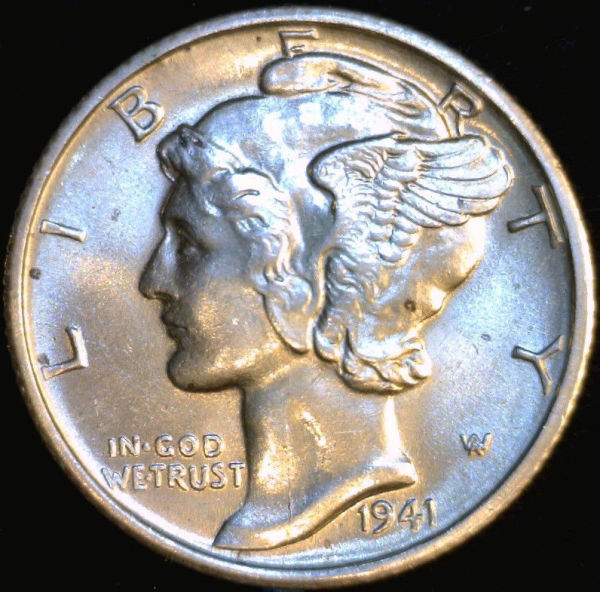 1941-S-Mercury-Dime----Struck-Through-?---Die-Crack