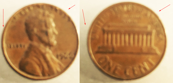 1966-P-Lincoln-Cent-Off-Center-With-Lamination-Peel