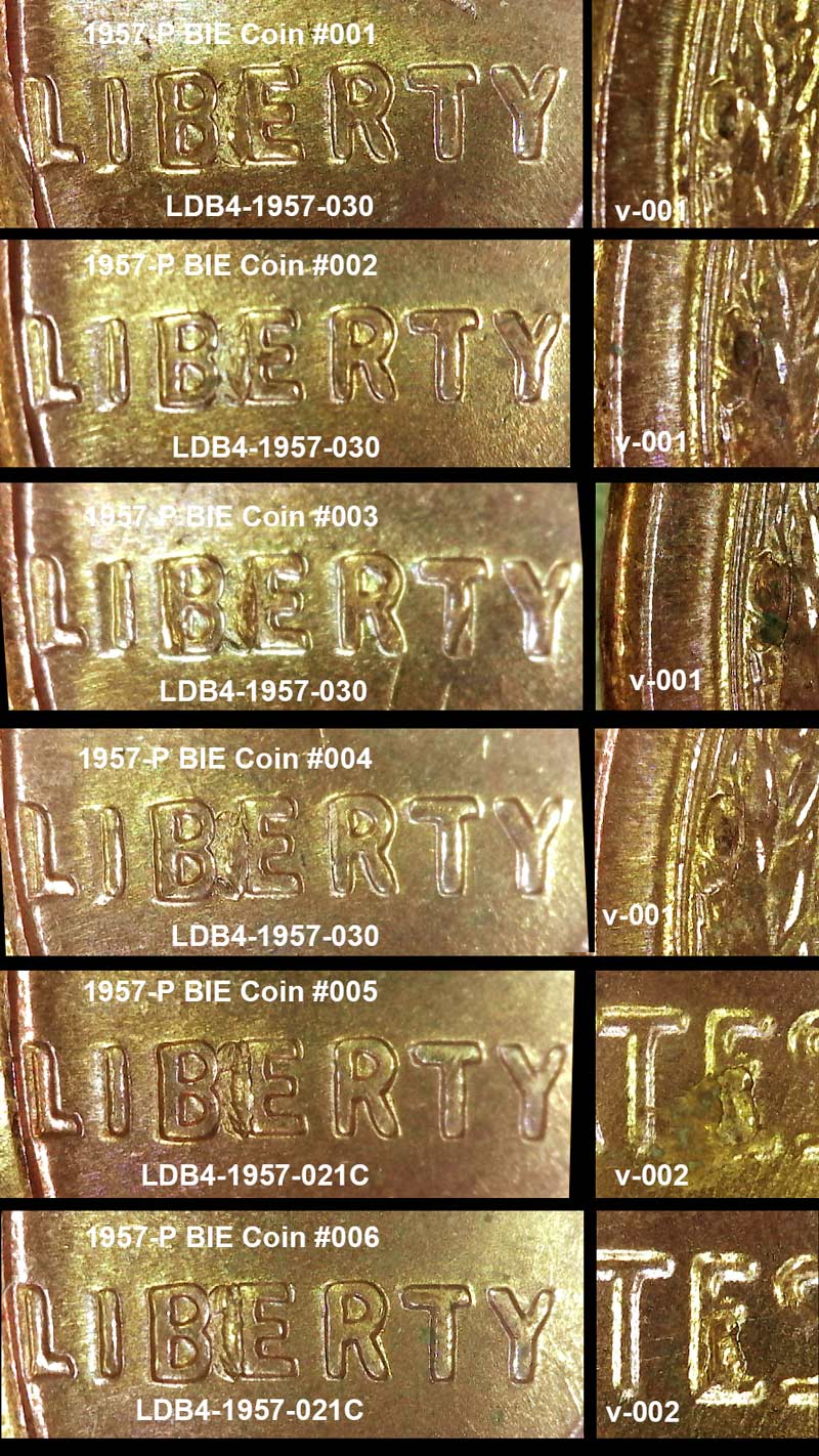 1957-P-&-1960-D-SD-Lincoln-Wheat-Cent-BIE-Die-Breaks
