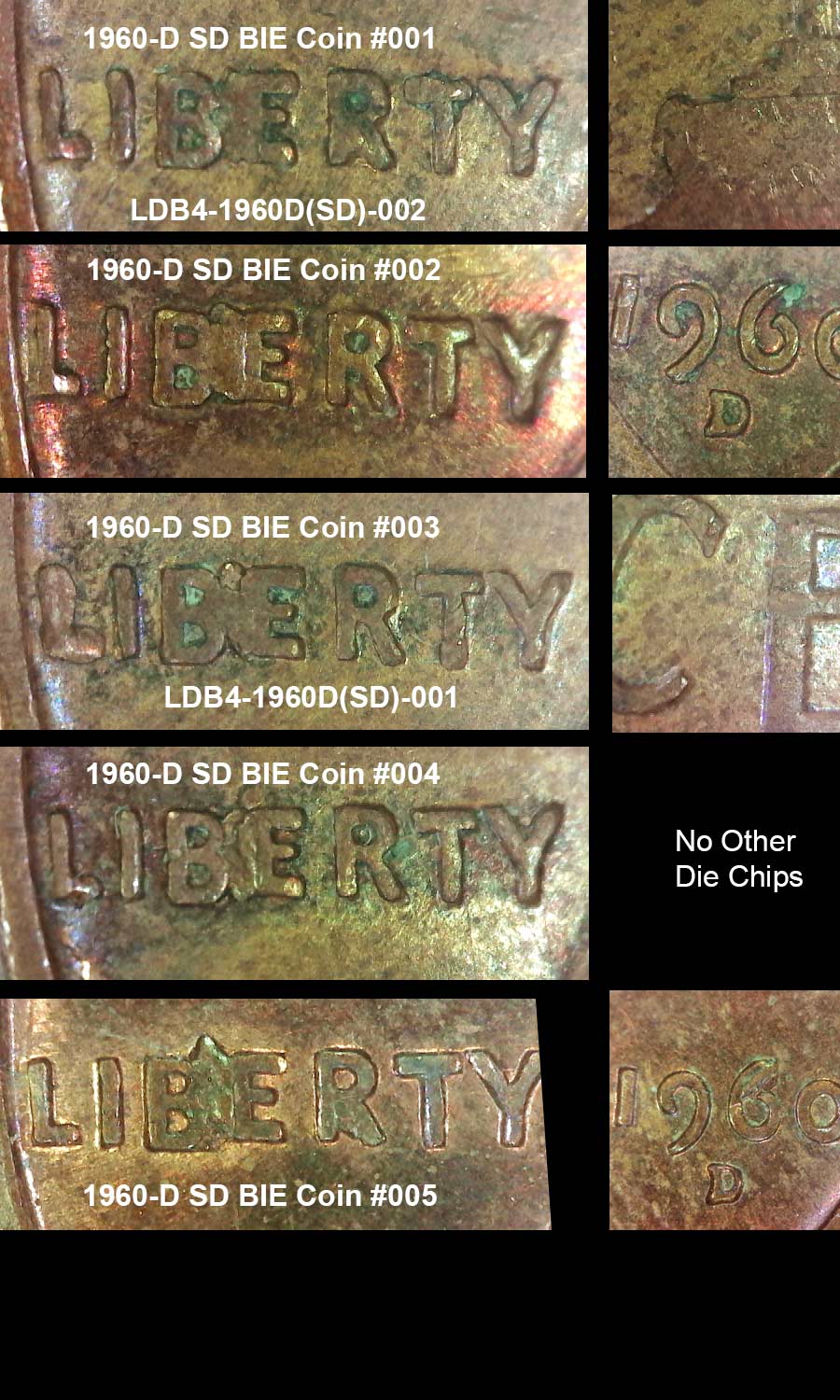 1957-P-&-1960-D-SD-Lincoln-Wheat-Cent-BIE-Die-Breaks