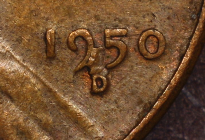 1950-D-Lincoln-Wheat-Cent-W/-Interior-Die-Break