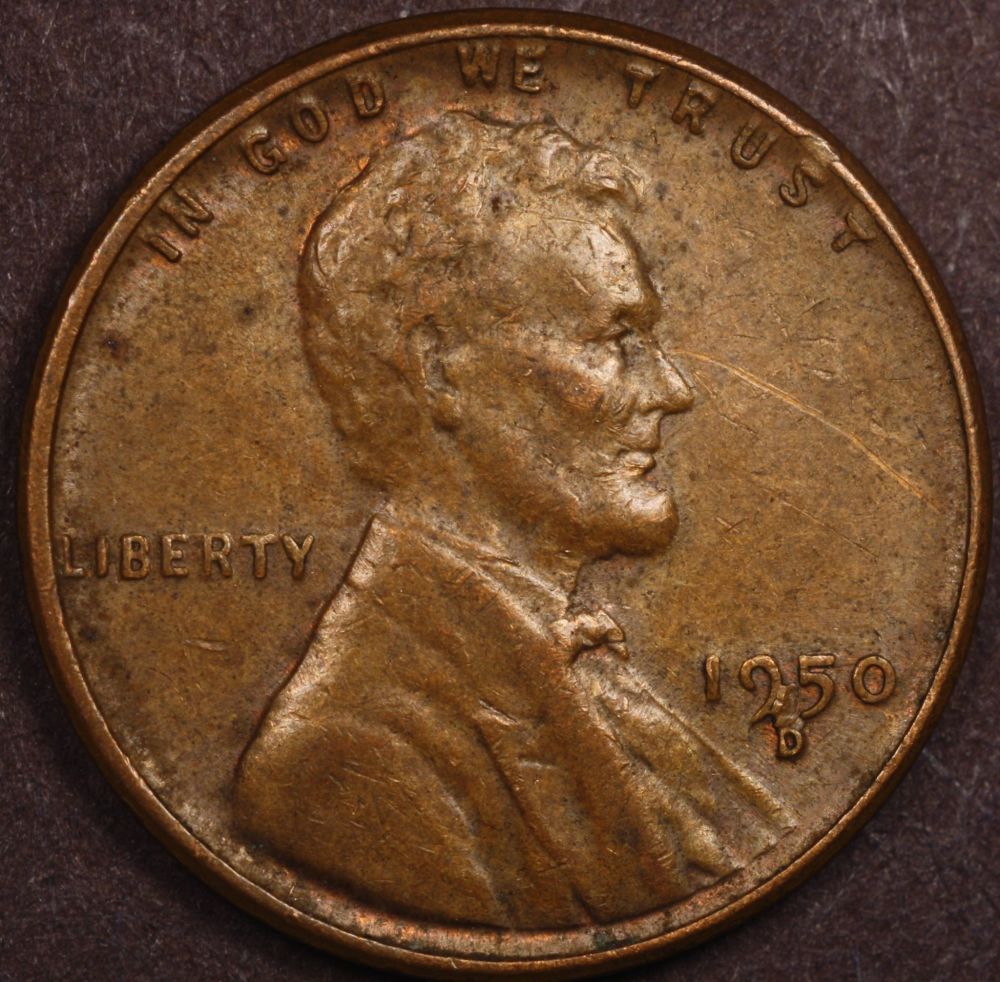 1950-D-Lincoln-Wheat-Cent-W/-Interior-Die-Break