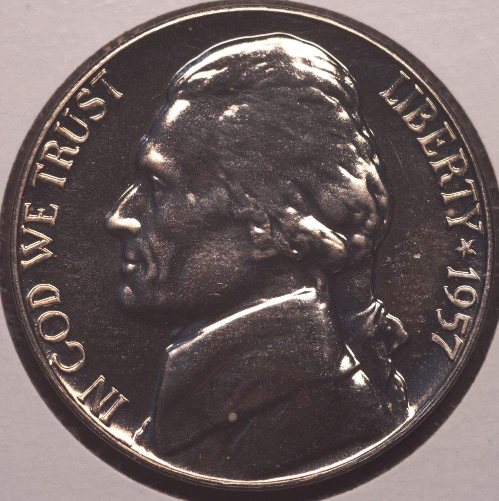 1957-P-Proof-Jefferson-Nickel-DDO-W/-Tripled-Star