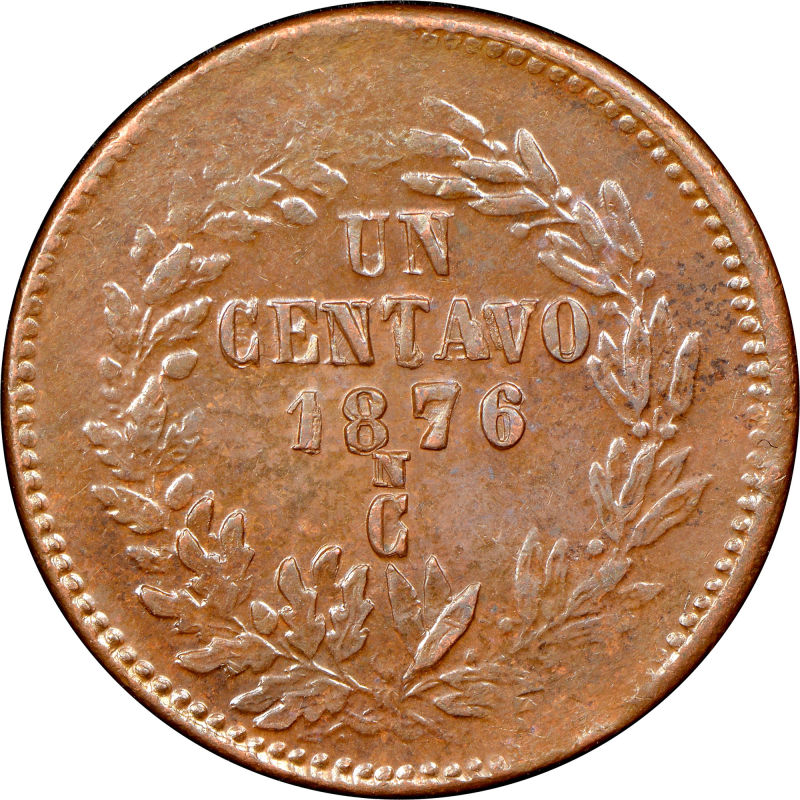 Help-Iding-Mexico-Un-Centavo-1876/76-Cn-Overdate-Or-1877/6-Cn
