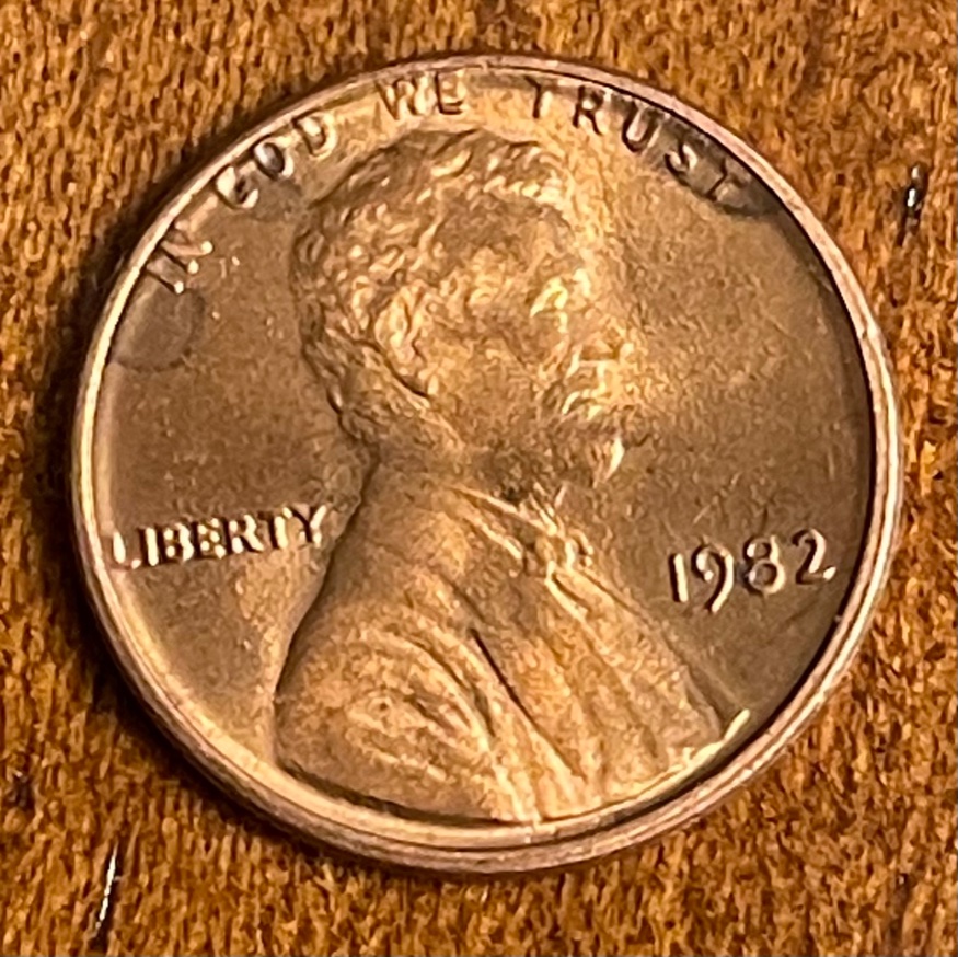 1982-Large-Date-Lincoln-Penny---Is-This-Deterioration,-Wear-Or-Error?-In-God-We-Trust-Up-Against-Rim