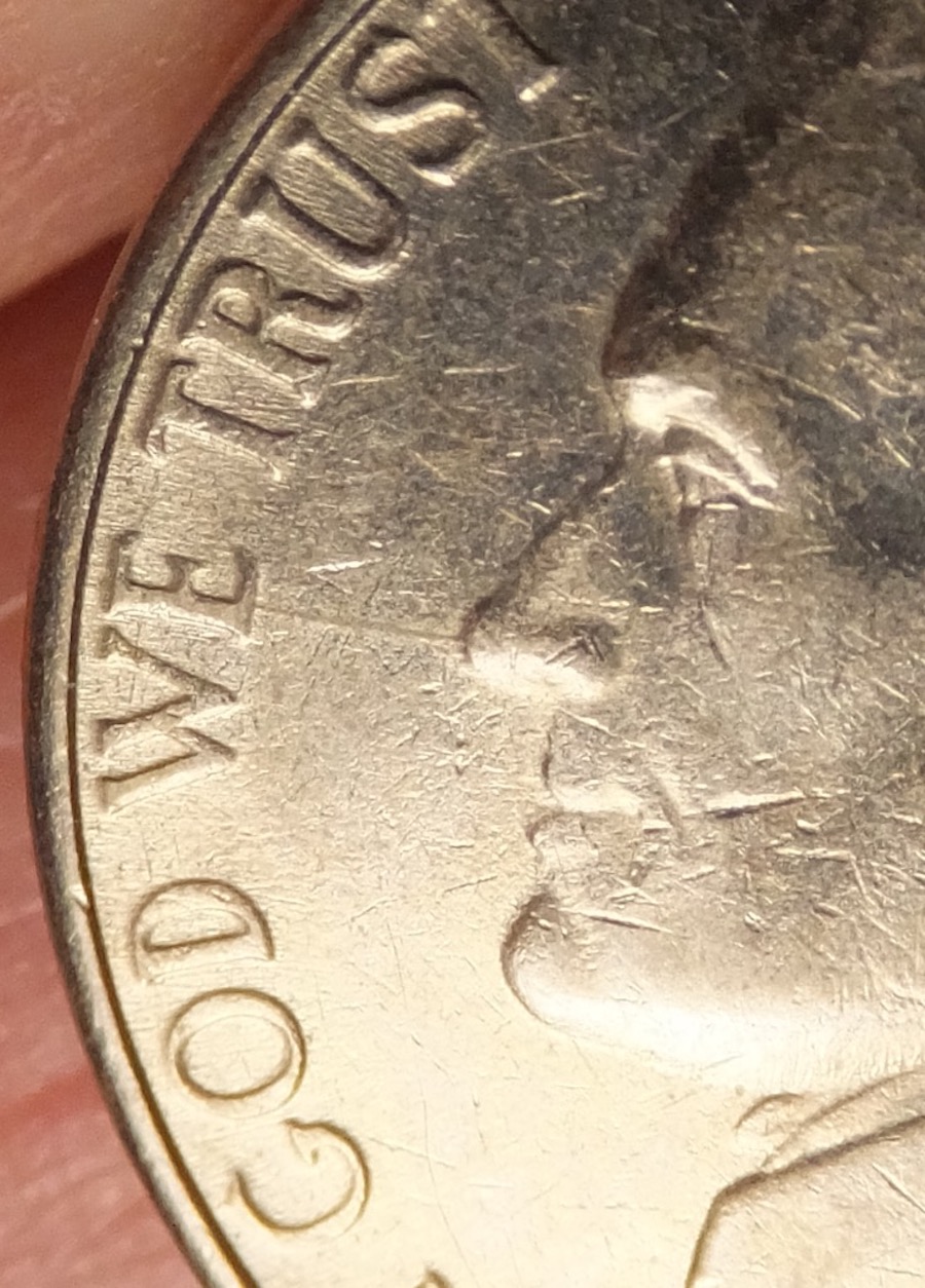 1996-P-Nickel-Die-Crack-From-Nose-To-'E'