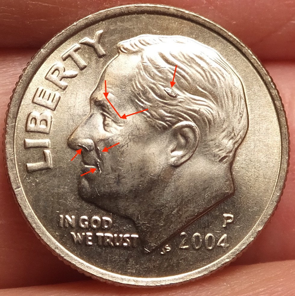 A-2004-P-Rosie-Loaded-With-Die-Cracks/Chips-Obverse-And-Reverse