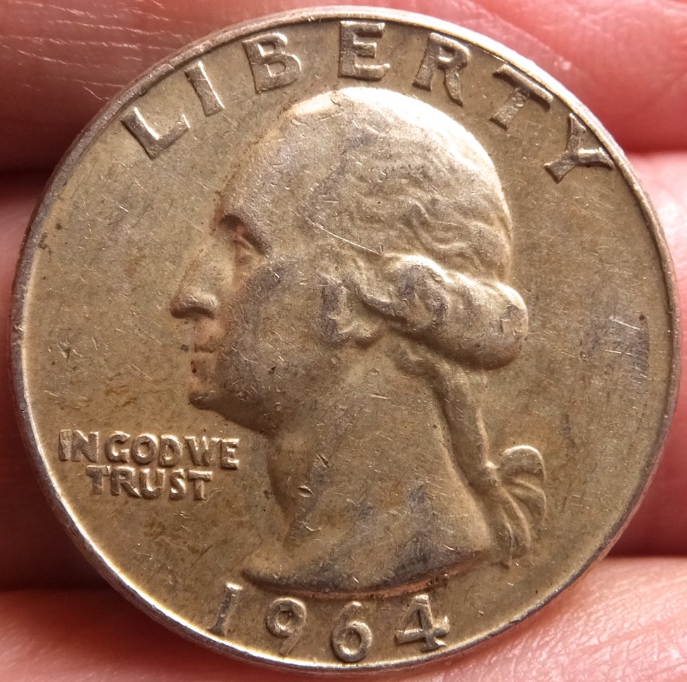 1964-Washington-Quarter-With-Small,-Obverse-Lamination