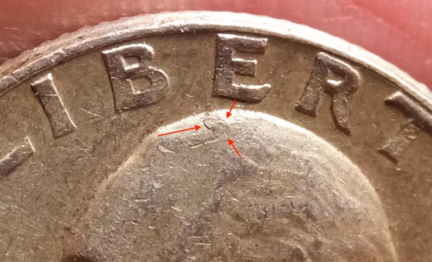 1964-Washington-Quarter-With-Small,-Obverse-Lamination
