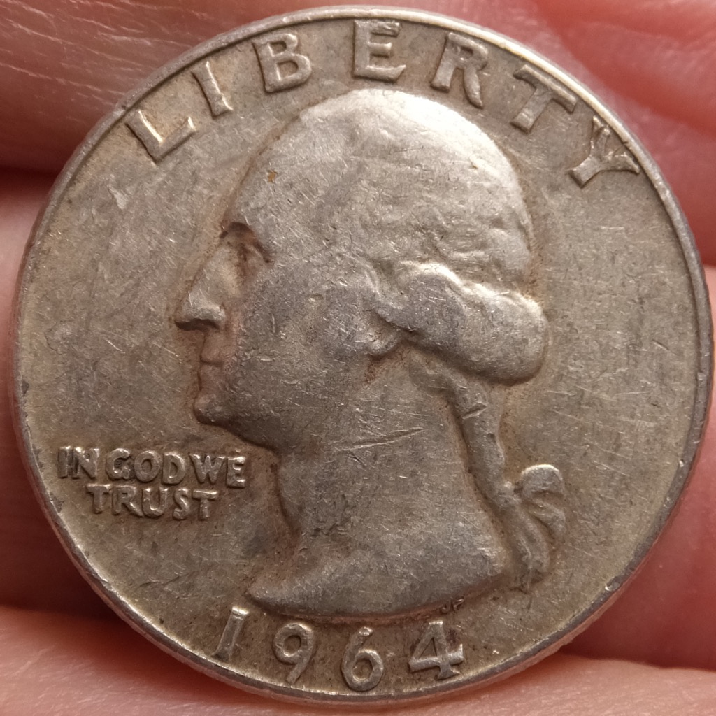 1964-Washington-Quarter,-OBV-&-REV-Lamination