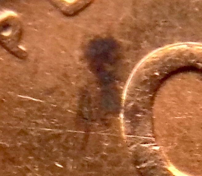 Dark-Spot-On-Lincoln-Cent,-Sulfur-Spot