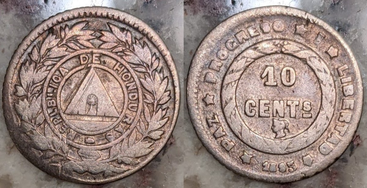 Honduras-1869-1/4-Real-And-1895-10-Centavos