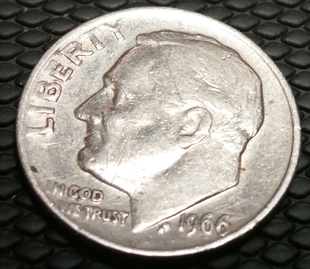 1966-Roosevelt-Dime--Damage.