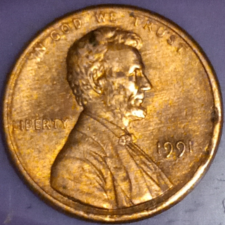 1991-P-Lincoln-Cent-Mint-Error-On-Reverse-Or-Amd