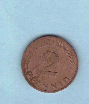 Mint-Error-Or-PMD-On-German-2-Pfennig-Dated-1963-Mintmark-F