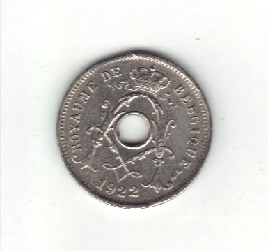 Belgium-5-Centimes-1922---French---Date-Variety-?