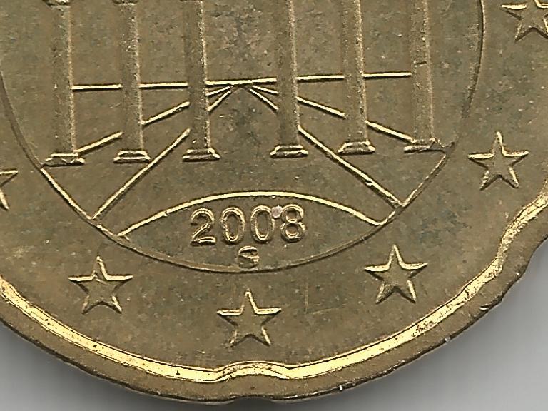 Germany-20-Euro-Cents-2008---Filled-Mintmark
