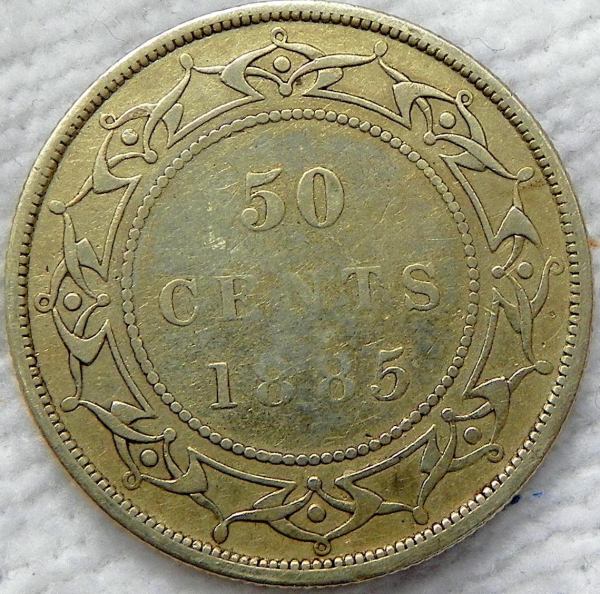 1885-Newfoundland-50-Cents:-Interesting-Feature