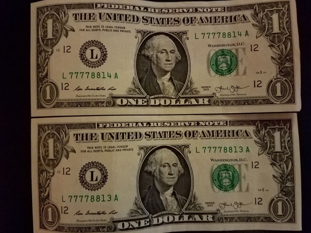 77778814-&-77778813-Dollar-Bills,-Both-In-Great-Condition-Pictures-,-$?