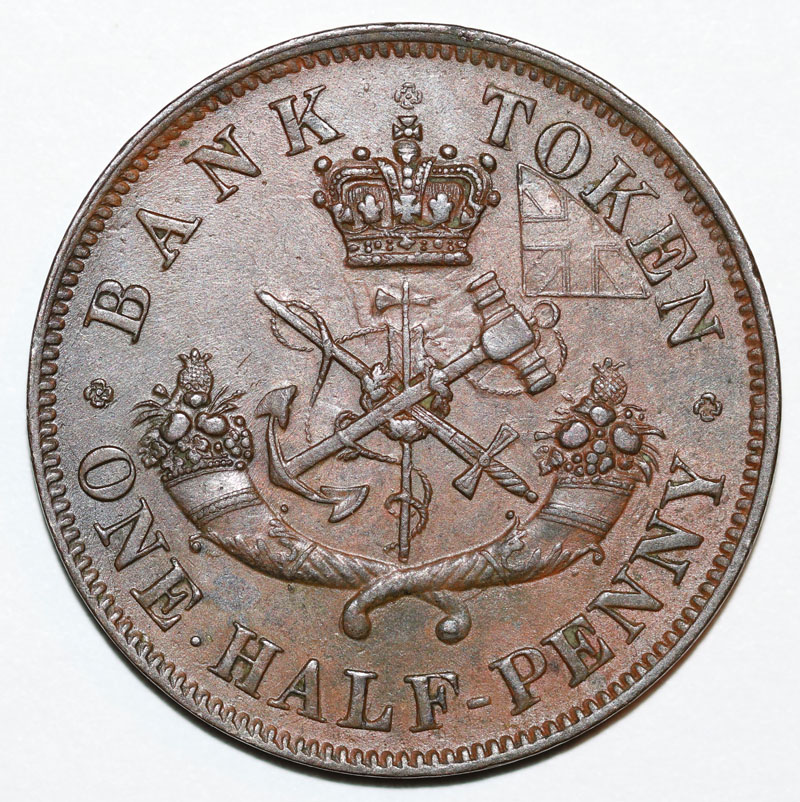 1854-Upper-Bank-Token-Half-Penny