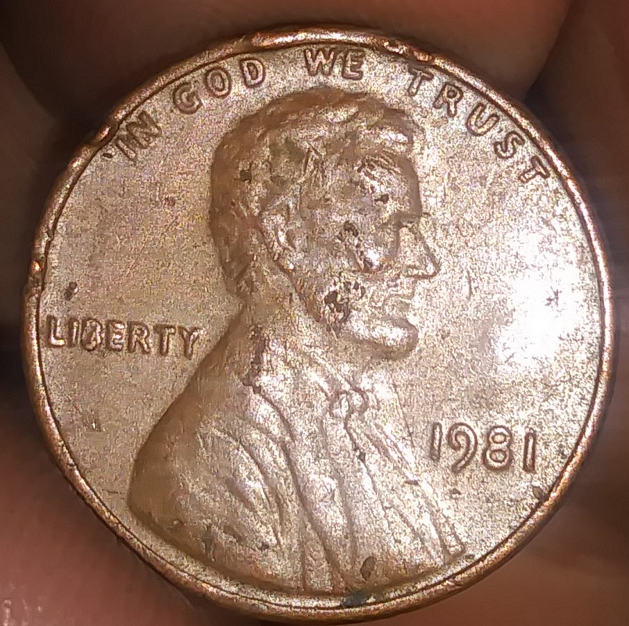 1981-Penny-Unusual-Damage-On-The--Reverse-Side,-Any-Inquiries?
